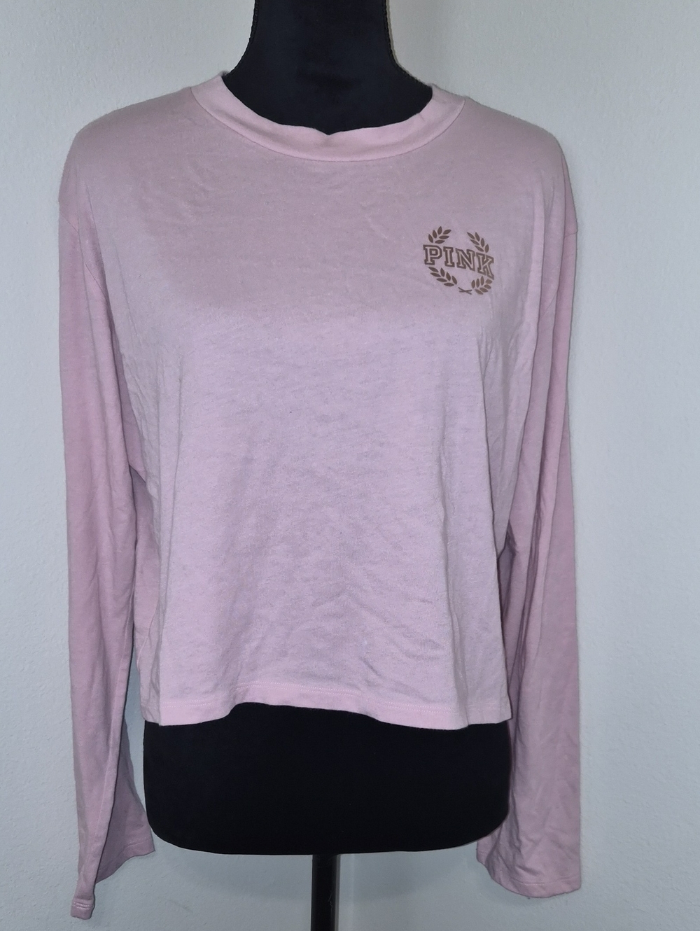 PINK Victoria's Secret Pale Pink Long-Sleeve Crewneck Tee